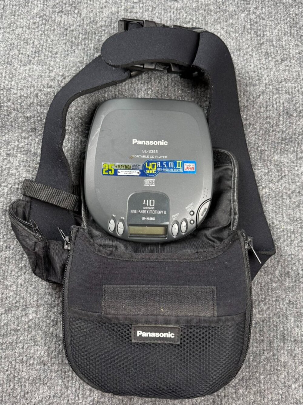 Vintage Panasonic SL-S355 Portable CD Player CD Jogger Bag Case Untested As Is